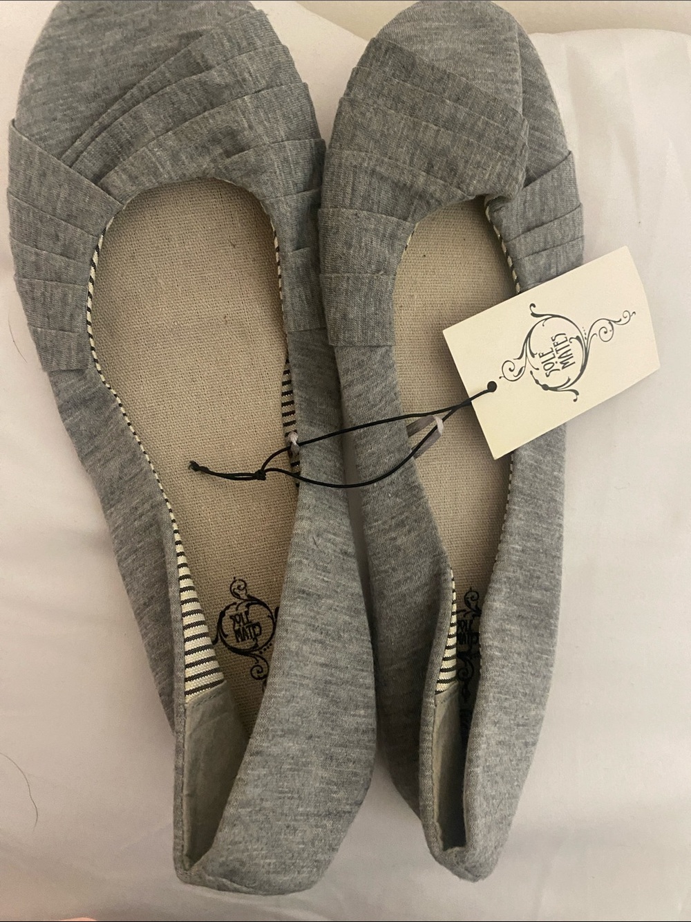 Gray Pleated Ballet Flats - Comfortable Slip-On Women's Shoes
